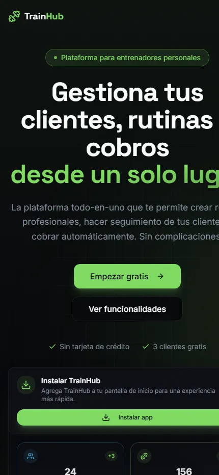 Captura de TrainHub en móvil